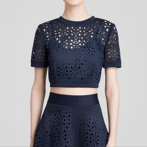 DKNY geometric Laser Cut Crop Top